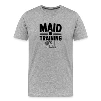 Femme de chambre en formation - T-shirt bio Premium Homme - gris chiné - Devant - Damien (186cm)