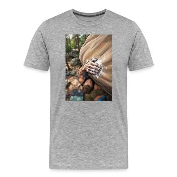 Main à la craie - T-shirt bio Premium Homme - gris chiné - Devant - Damien (186cm)