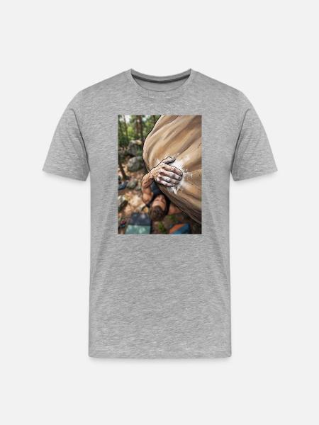 chalked hand - Männer Premium Bio T-Shirt - Grau meliert