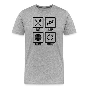 Programme des fléchettes - T-shirt bio Premium Homme - gris chiné - Devant - Damien (186cm)
