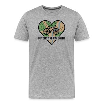 Jenseits des Asphalts Gravel Bike Herz - Männer Premium Bio T-Shirt - Grau meliert - Vorne - Damien (186cm)
