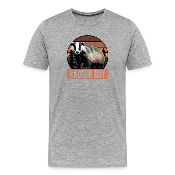 Funny Animal Badger - Men's Premium Organic T-Shirt - heather grey - Front - Damien (186cm)