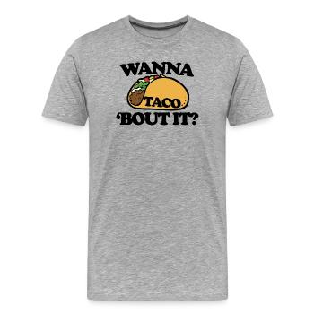 Taco Crest fette Illustration - Männer Premium Bio T-Shirt - Grau meliert - Vorne - Damien (186cm)