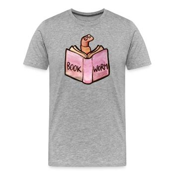 Lecteur rat de bibliothèque : Livre ouvert rose - T-shirt bio Premium Homme - gris chiné - Devant - Damien (186cm)
