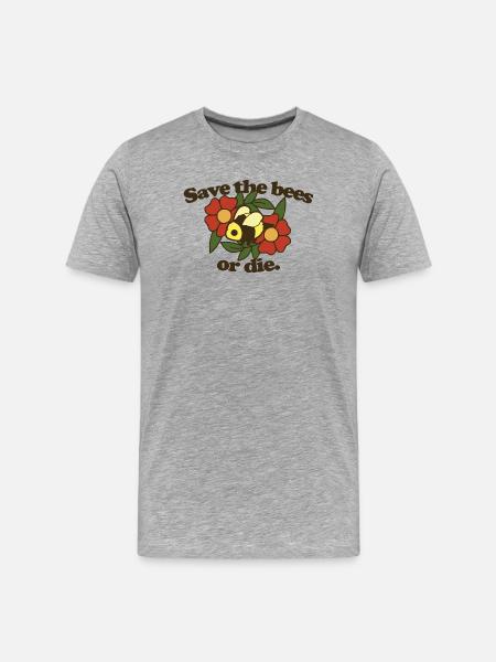 Rette die Bienen oder stirb - Männer Premium Bio T-Shirt - Grau meliert