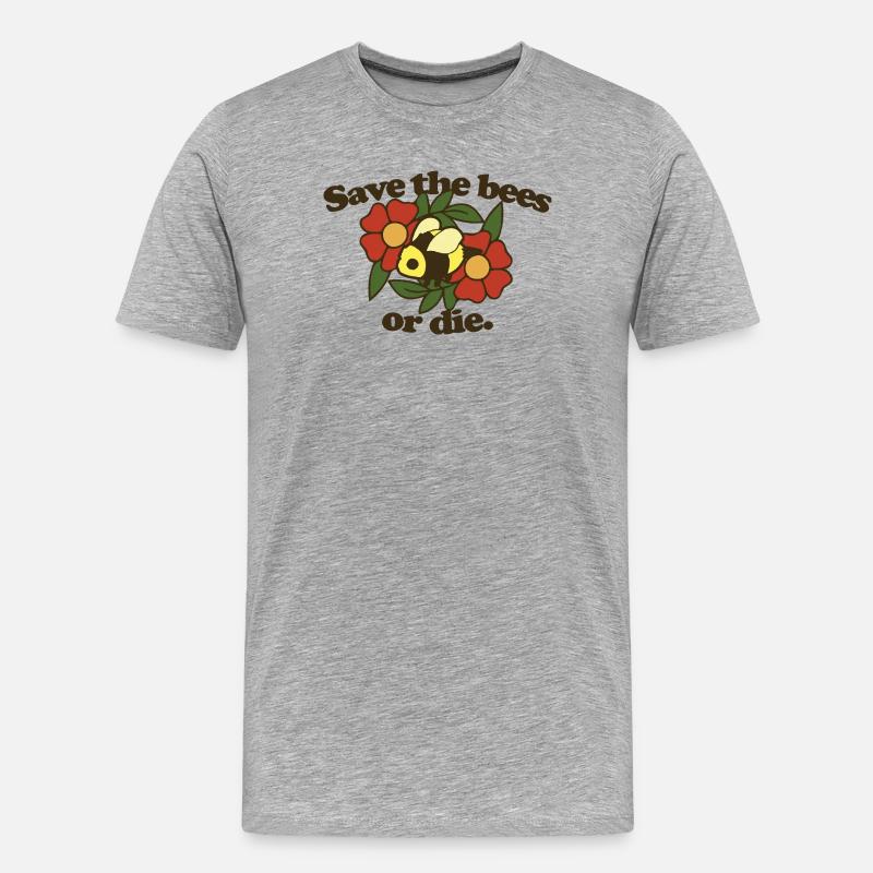 Rette die Bienen oder stirb - Männer Premium Bio T-Shirt - Grau meliert