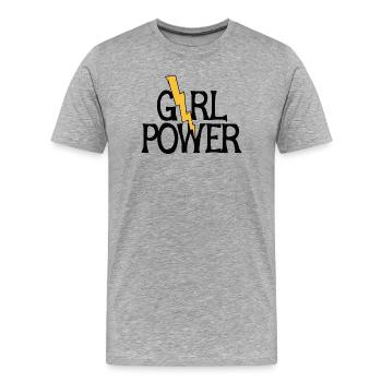 Lightning Bolt Girl Power - Men's Premium Organic T-Shirt - heather grey - Front - Damien (186cm)