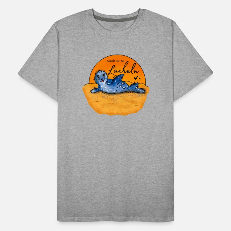 Seehundbaby am Strand – Schenk mir ein Lächeln Männer Premium Bio T-Shirt