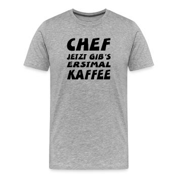 Chef - Männer Premium Bio T-Shirt - Grau meliert - Vorne - Damien (186cm)