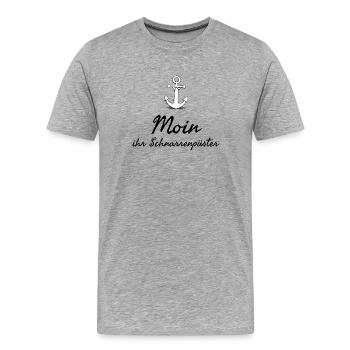 Moin plattdeutsches Schimpfwort mit Anker - Männer Premium Bio T-Shirt - Grau meliert - Vorne - Damien (186cm)