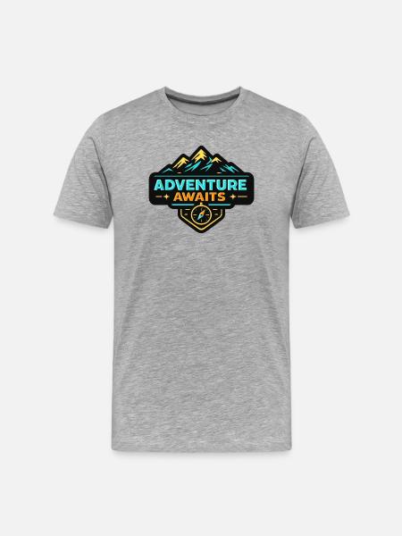 Adventure Awaits Mountain Landscape Compass - Men's Premium Organic T-Shirt - heather grey