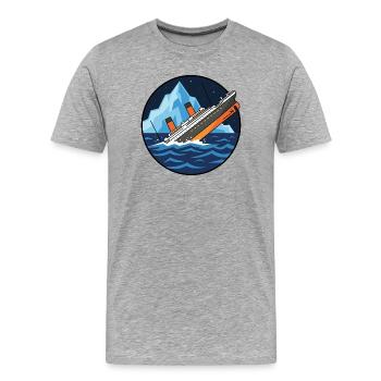 Titanic Schiff Eisberg Illustration - Männer Premium Bio T-Shirt - Grau meliert - Vorne - Damien (186cm)