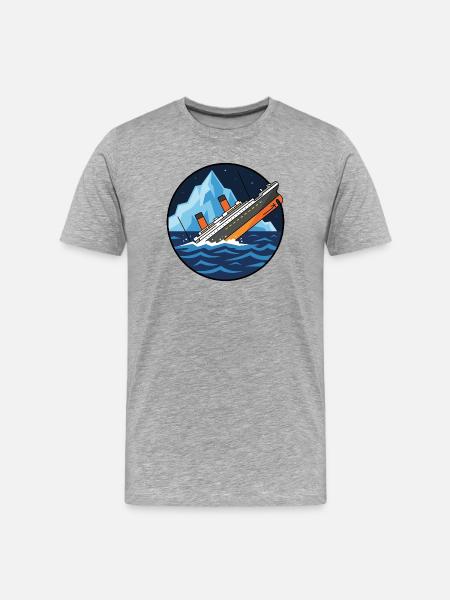 Titanic Schiff Eisberg Illustration - Men's Premium Organic T-Shirt - heather grey
