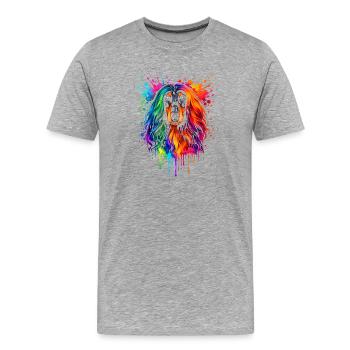 Afghan Hound | Windhund Pop Art - Männer Premium Bio T-Shirt - Grau meliert - Vorne - Damien (186cm)
