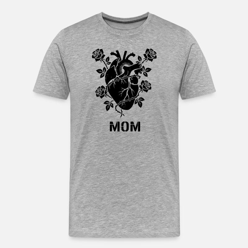 Anatomisches Herz Rosen MOM - Männer Premium Bio T-Shirt - Grau meliert