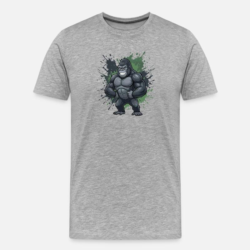 Kraftgorilla Spritzer-Style - Männer Premium Bio T-Shirt - Grau meliert