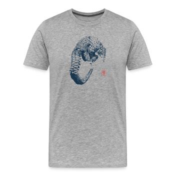 Schuppentier mit Kanji Stempel - Männer Premium Bio T-Shirt - Grau meliert - Vorne - Damien (186cm)