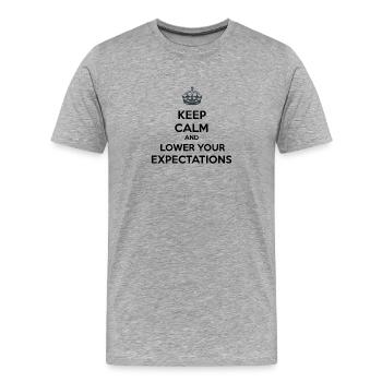 Reste calme Baisse tes attentes - T-shirt bio Premium Homme - gris chiné - Devant - Damien (186cm)
