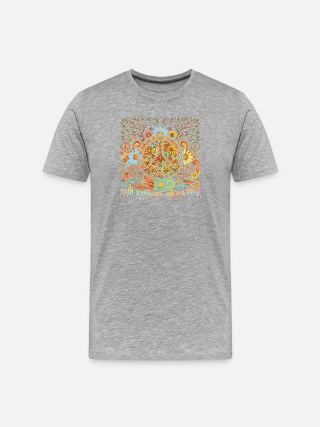 Peace Love Harmony 60s - Men's Premium Organic T-Shirt - heather grey