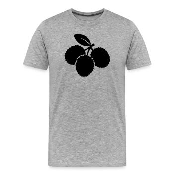 Litschi-Silhouette – Exotisches Obstdesign - Männer Premium Bio T-Shirt - Grau meliert - Vorne - Damien (186cm)