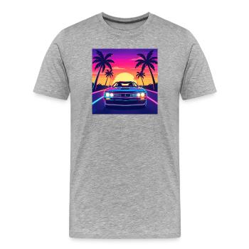 Neon Sunset Drive - Männer Premium Bio T-Shirt - Grau meliert - Vorne - Damien (186cm)