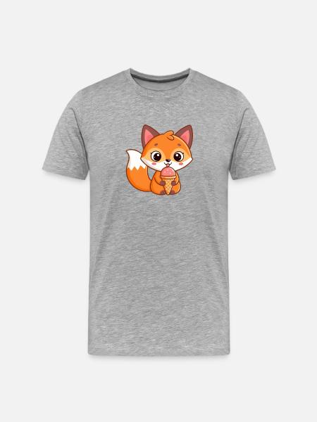 Renard gourmand à la glace - Men's Premium Organic T-Shirt - heather grey