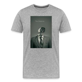 The Observer Minimal Surveillance Art Poster - Men's Premium Organic T-Shirt - heather grey - Front - Damien (186cm)