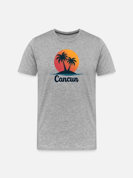 Cancun Retro Palm Trees Holiday Souvenir - Men's Premium Organic T-Shirt - heather grey