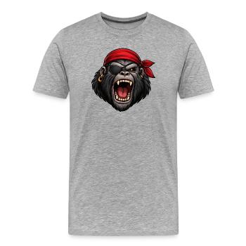 Gorille pirate avec cache-œil - T-shirt bio Premium Homme - gris chiné - Devant - Damien (186cm)