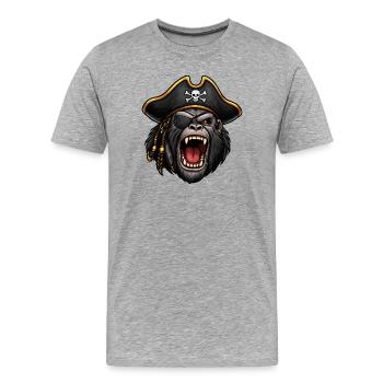 Gorille pirate avec cache-œil - T-shirt bio Premium Homme - gris chiné - Devant - Damien (186cm)