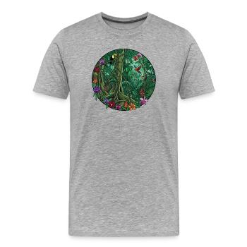 Peinture circulaire de la jungle tropicale - T-shirt bio Premium Homme - gris chiné - Devant - Damien (186cm)