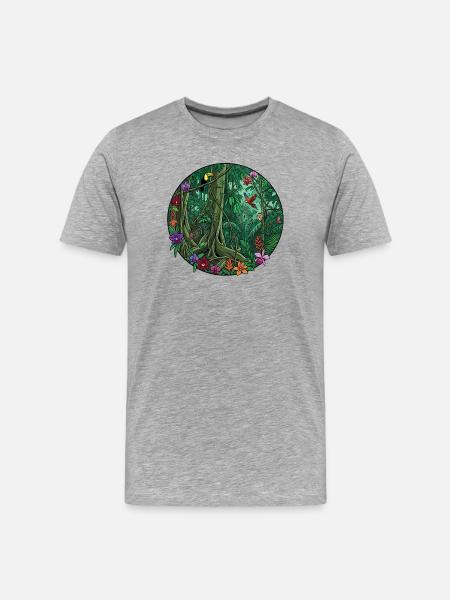 Tropischer Dschungel Rundbild - Männer Premium Bio T-Shirt - Grau meliert