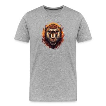 Pavian Affe Portrait - Männer Premium Bio T-Shirt - Grau meliert - Vorne - Damien (186cm)