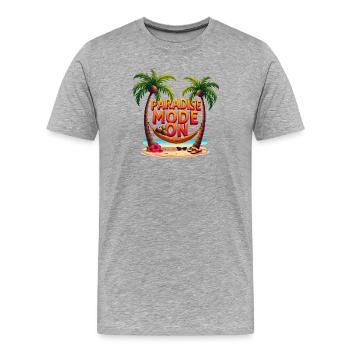 Paradise Mode On - Männer Premium Bio T-Shirt - Grau meliert - Vorne - Damien (186cm)