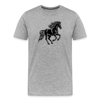 Cheval en galop - T-shirt bio Premium Homme - gris chiné - Devant - Damien (186cm)