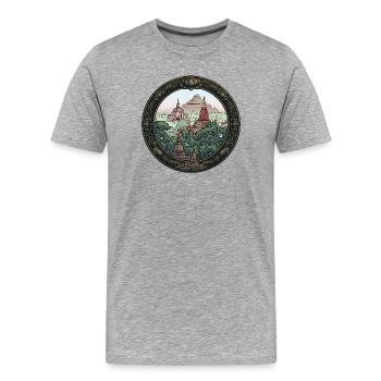 Dschungel Tempel Rundbild - Männer Premium Bio T-Shirt - Grau meliert - Vorne - Damien (186cm)