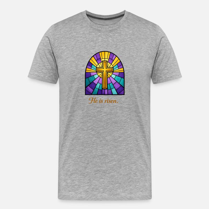He is risen - Männer Premium Bio T-Shirt - Grau meliert