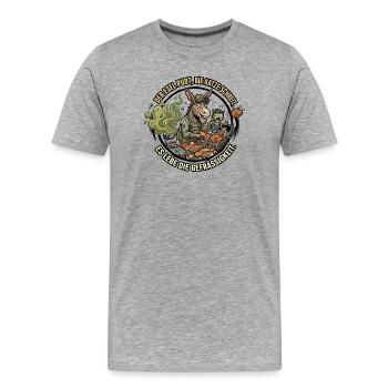 Gefräßigkeit - Männer Premium Bio T-Shirt - Grau meliert - Vorne - Damien (186cm)