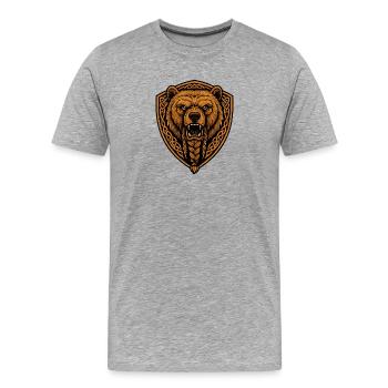 Brown bear in shield with braid - Men's Premium Organic T-Shirt - heather grey - Front - Damien (186cm)
