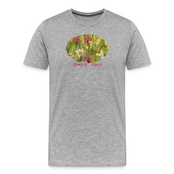 Simple Joys - Wildflower Daisy Meadow Ellipse - Men's Premium Organic T-Shirt - heather grey - Front - Damien (186cm)