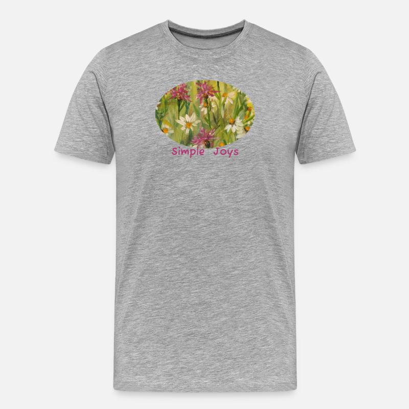 Simple Joys – Wildblumen-Gänseblümchen-Ellipse - Männer Premium Bio T-Shirt - Grau meliert