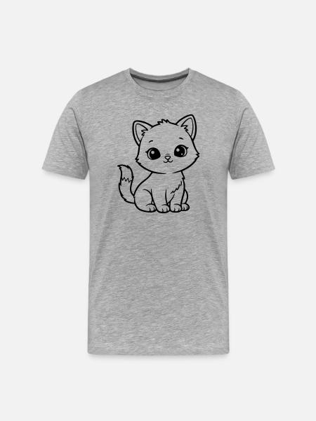 Cute Baby Cat – Black & White Kitten - Men's Premium Organic T-Shirt - heather grey