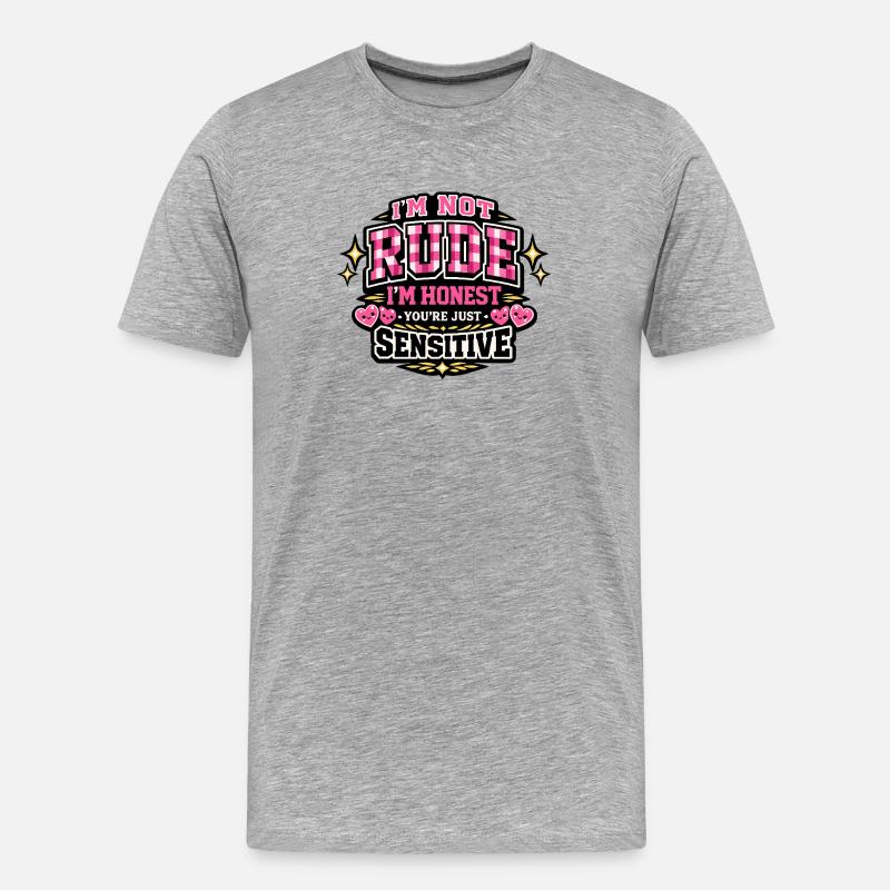 Nicht unhöflich, ehrlich – sensibel - Männer Premium Bio T-Shirt - Grau meliert
