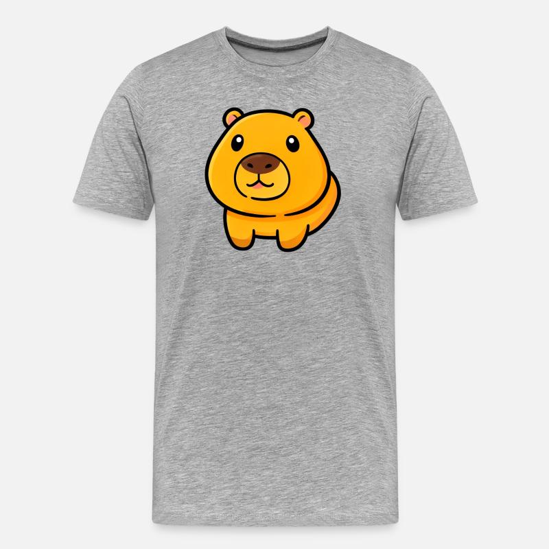 Maskottchen-Illustration des pummeligen Bären - Männer Premium Bio T-Shirt - Grau meliert