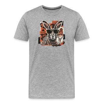 Cool Vintage Hunter Hare - Men's Premium Organic T-Shirt - heather grey - Front - Damien (186cm)