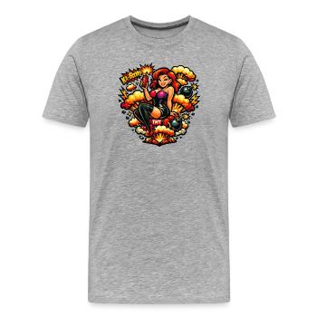 Femme explosive - T-shirt bio Premium Homme - gris chiné - Devant - Damien (186cm)