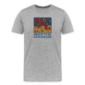Ukrainian Pride – Blossom Folk - Men's Premium Organic T-Shirt - heather grey - Front - Damien (186cm)