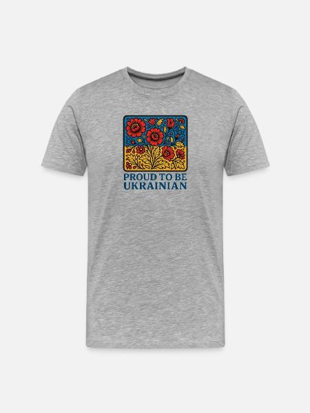 Ukrainian Pride – Blossom Folk - Men's Premium Organic T-Shirt - heather grey
