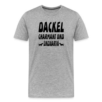 Dackel - Männer Premium Bio T-Shirt - Grau meliert - Vorne - Damien (186cm)