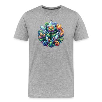 Kristallmandala Blütenzauber mechanische Blumen - Männer Premium Bio T-Shirt - Grau meliert - Vorne - Damien (186cm)